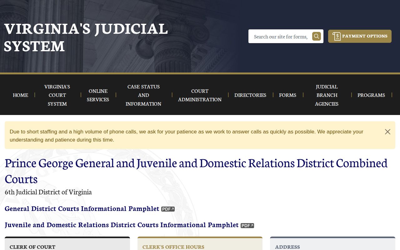 Prince George County court disposition record source